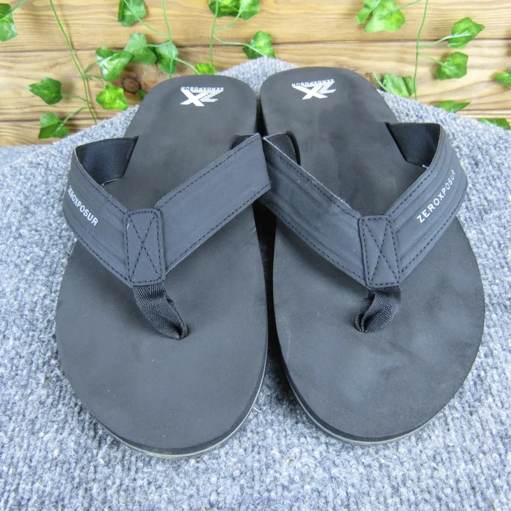 Zeroxposur Men's Black Flip Flop‎ Sandals 11 Comfortable Casual